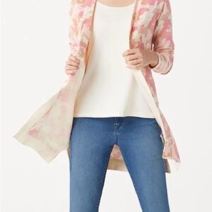 Isaac Mizrahi Pink Camouflage Open-Front Cardigan